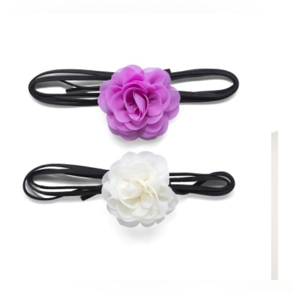 floral chokers white and purpleβset of 2